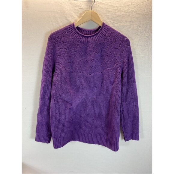Talbots Purple wool Alpaca blend mock neck sweater size L Cozy Super soft - Picture 1 of 7